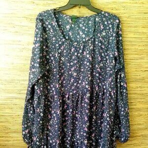 🛍️  Wild Fable XXL Cottagecore Floral Dress – Navy, Sheer Sleeves, Plus Size